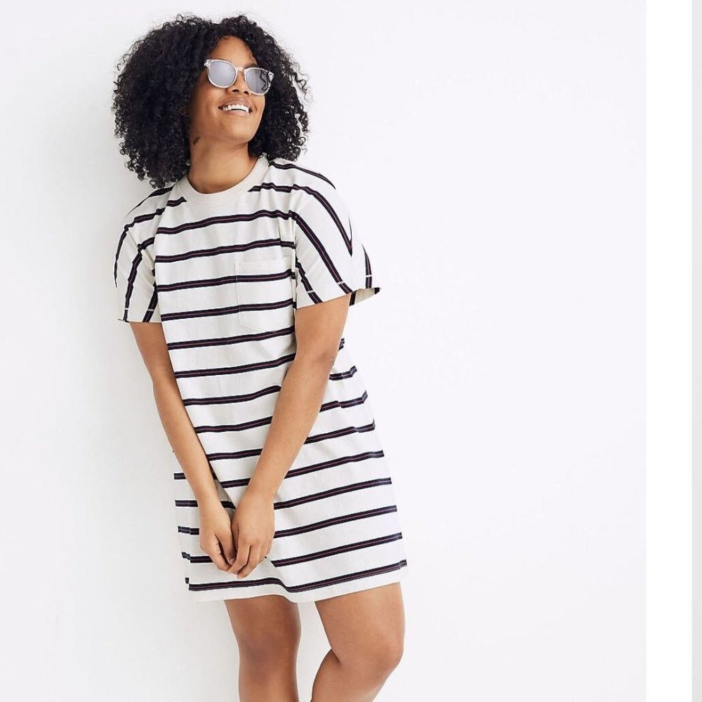 Madewell Tomboy Pocket Tee Dress in Stripe - Size M